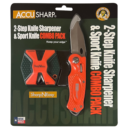 ACCUSHARP 2-STEP KNIFE SHARPENER & SPORT KNIFE COMBO PACK - SHARP